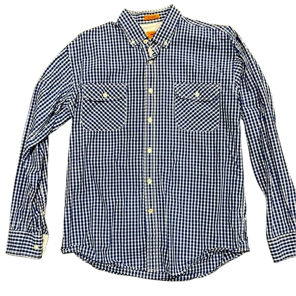 ROCHAS PARIS Vintage Fit Cotton Button Down Shirt Blue White Gingham Medium Y2K - Picture 1 of 9